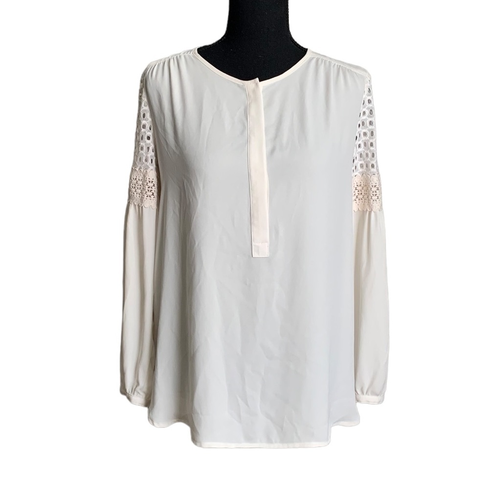 Loft Cream White Lightweight Long Sleeve Top size XS